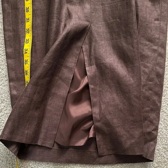 Donna Morgan Brown Midi Dress with White Embroidered Waist - Picture 9 of 9